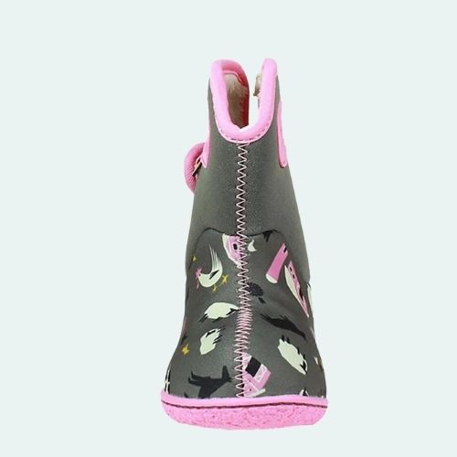 BOGS FARM GREY/PINK INSULATED WASHABLE WARM WELLIES BOOTS 722981 GREY MULTI