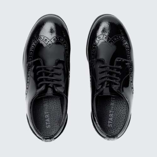 START RITE BROGUE SNR BLACK PATENT