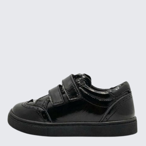 Tt Kids Brogue Velcro BLACK+PATENT